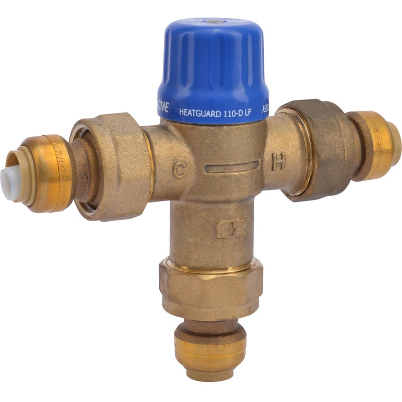 Cash Acme 1/2 Inch HG110-D Thermostatic Mixing Valve with SharkBite Union Connections, Brass Plumbing Fitting, 24504 - Image 1